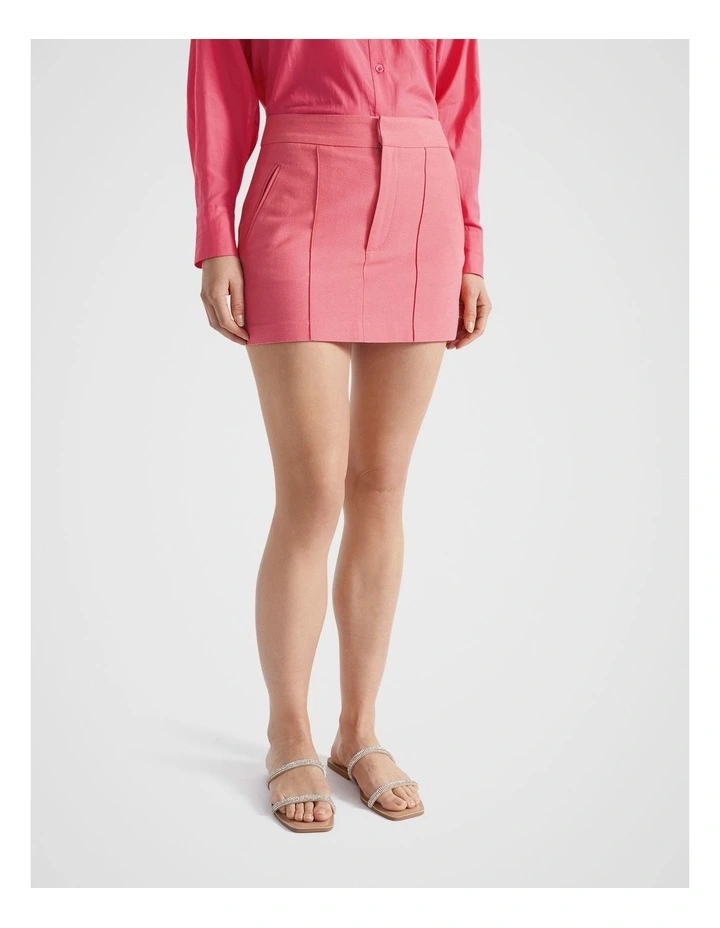 Pintuck Mini Suit Skirt in Wild Berry