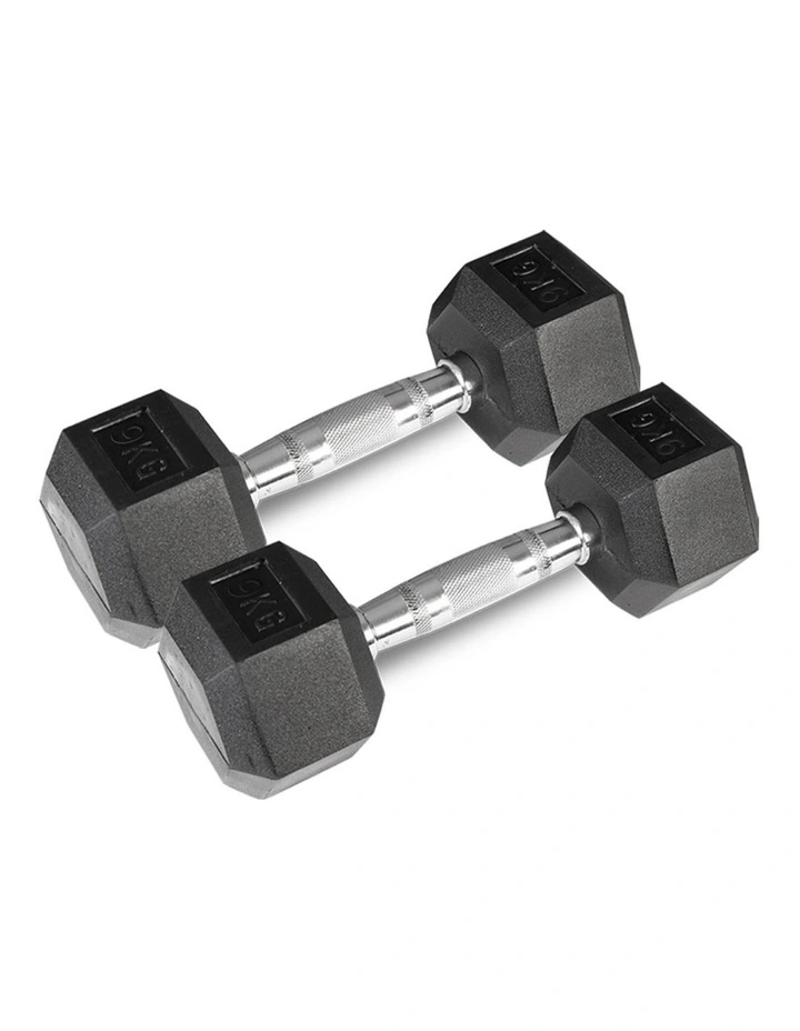 Hex Dumbbell 9kg (Pair) in Black