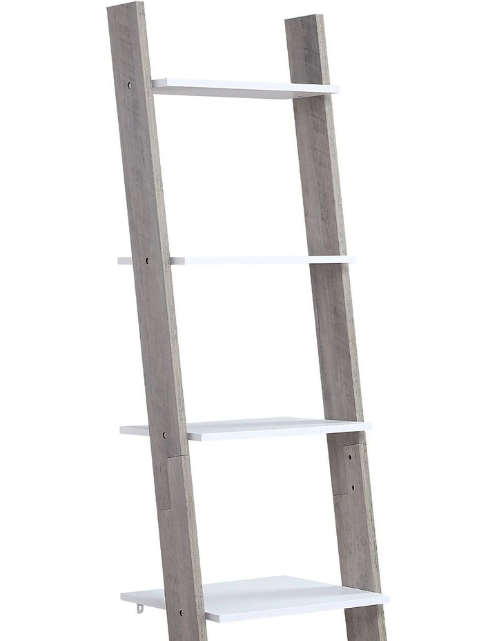 Mira 5-Tier Ladder Shelf in White/Grey Oak