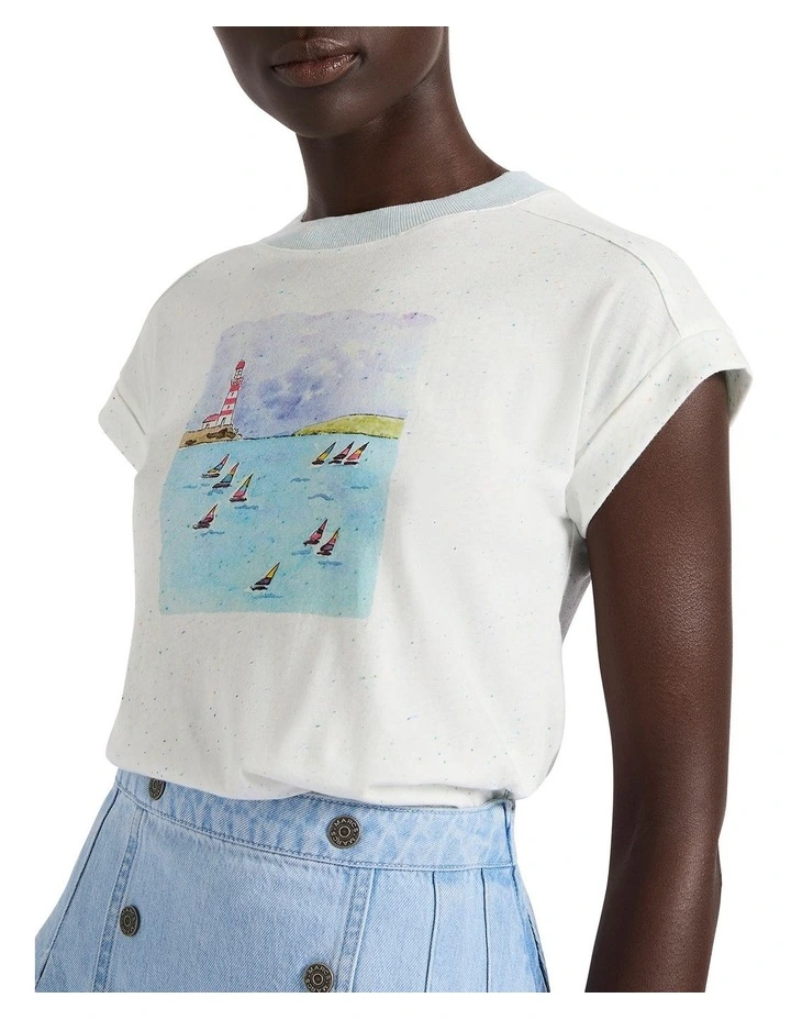 Let's Sail-a-brate! Tee in White Speckle