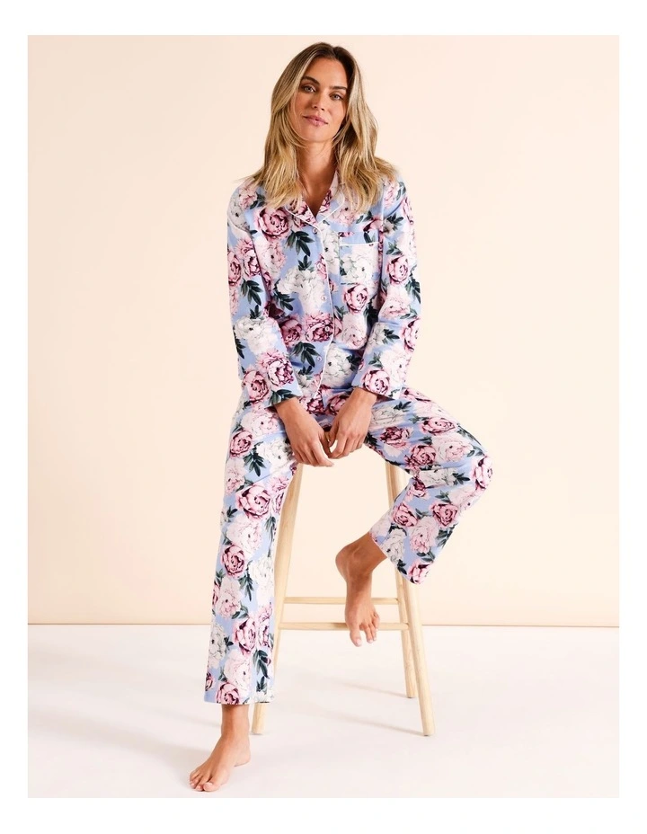 Flannelette Pyjama Set in Blue Floral