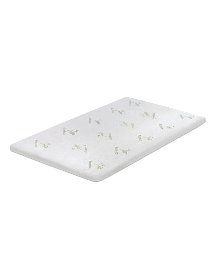 Memory Foam Mattress Topper with Bamboo Cover King 4cm in White