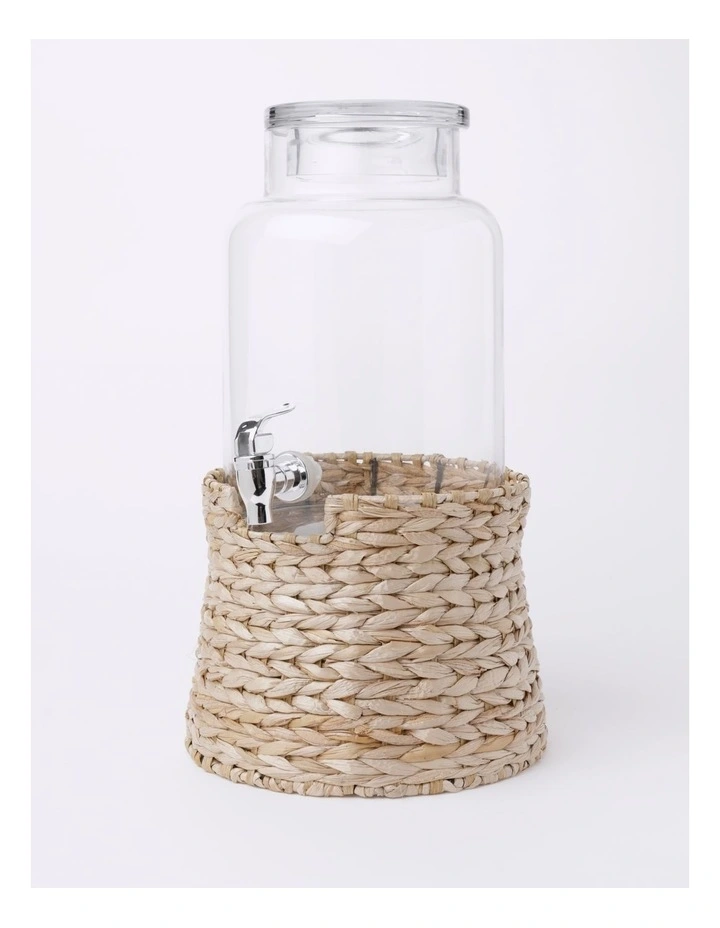 Cove Rattan Drink Dispenser in Clear/Rattan