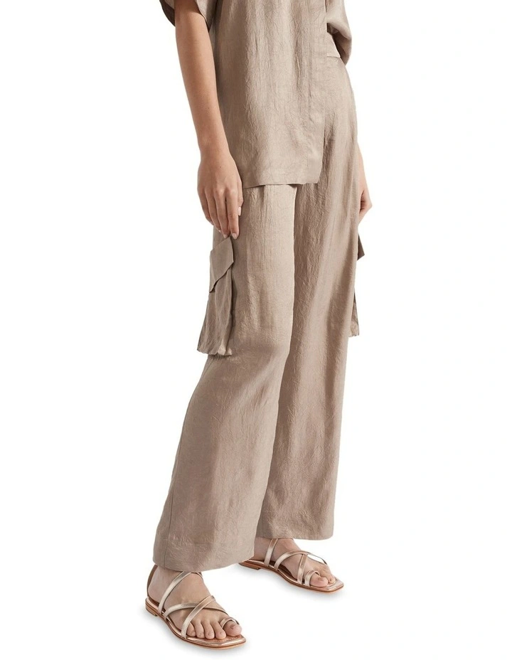 Satin Cargo Pant in Cookie
