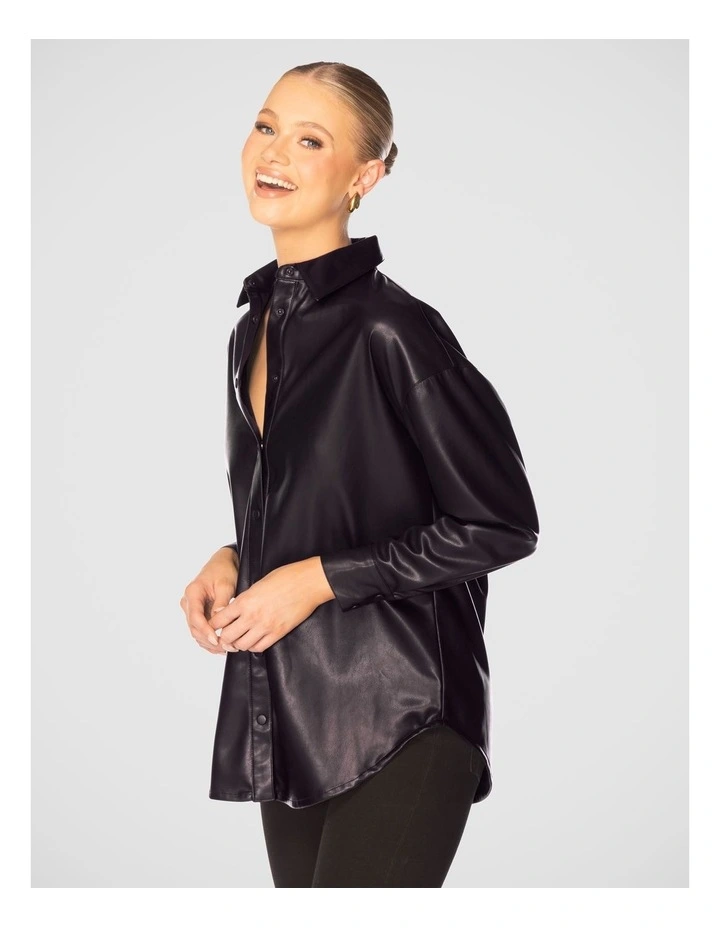 Rowan Vegan Leather Shirt in Black