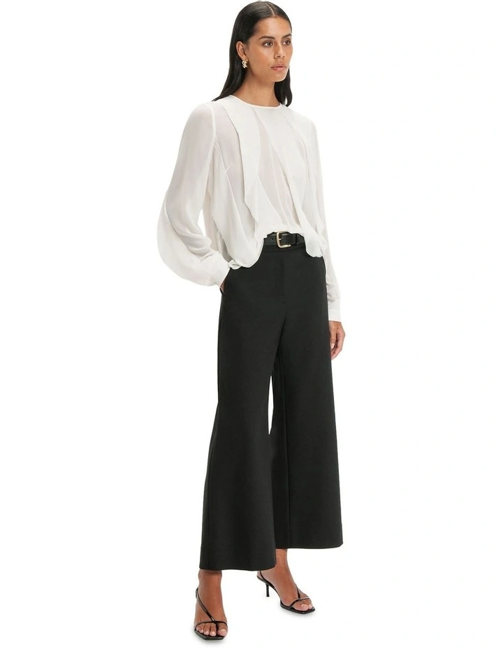 Wide Leg Cropped Pant in Black