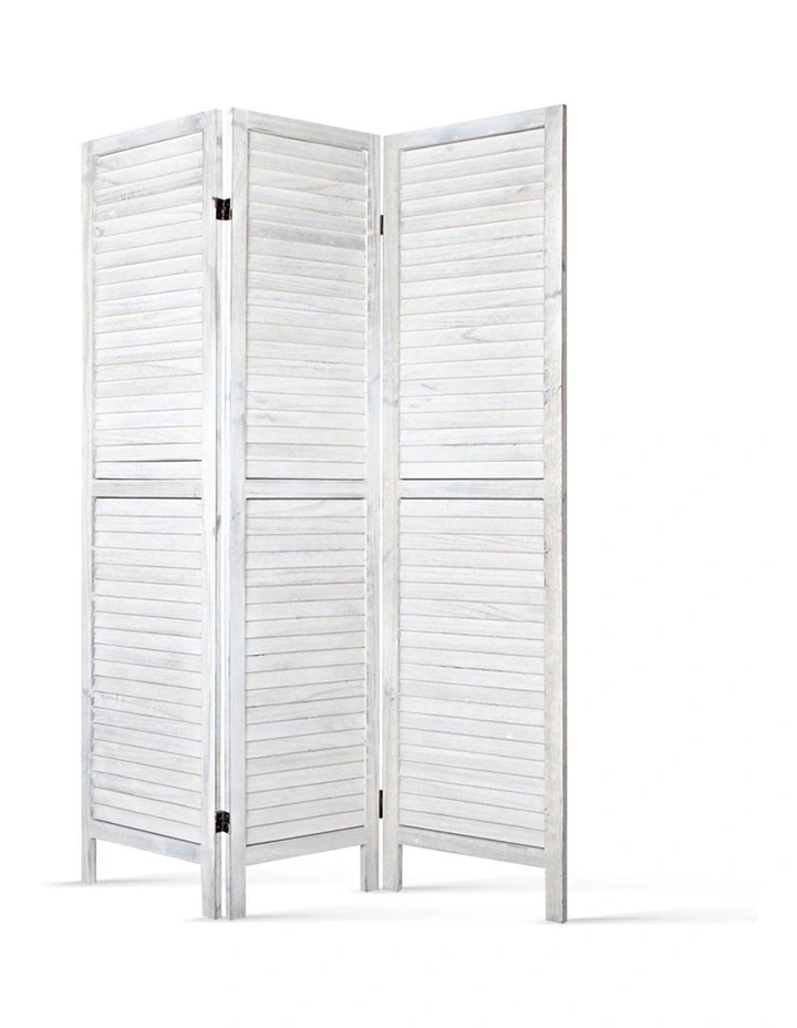 Room Divider Screen Louver 3 Panel 120x170cm in White