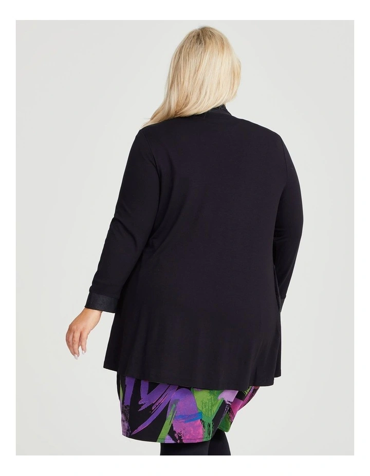 Eyelet Natural Cardigan in Black