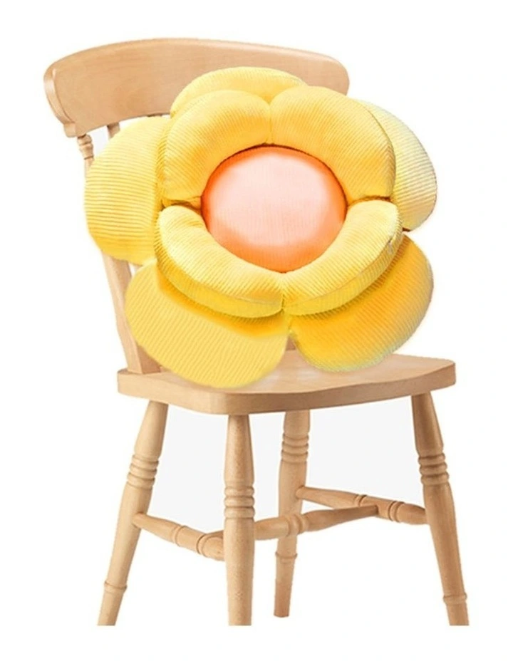 Double Flower Shape Cushion in Yellow