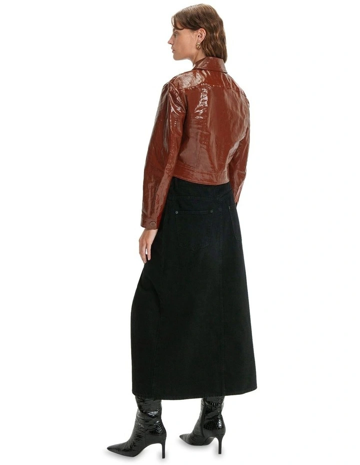 Gloss Linen Cropped Jacket in Sienna