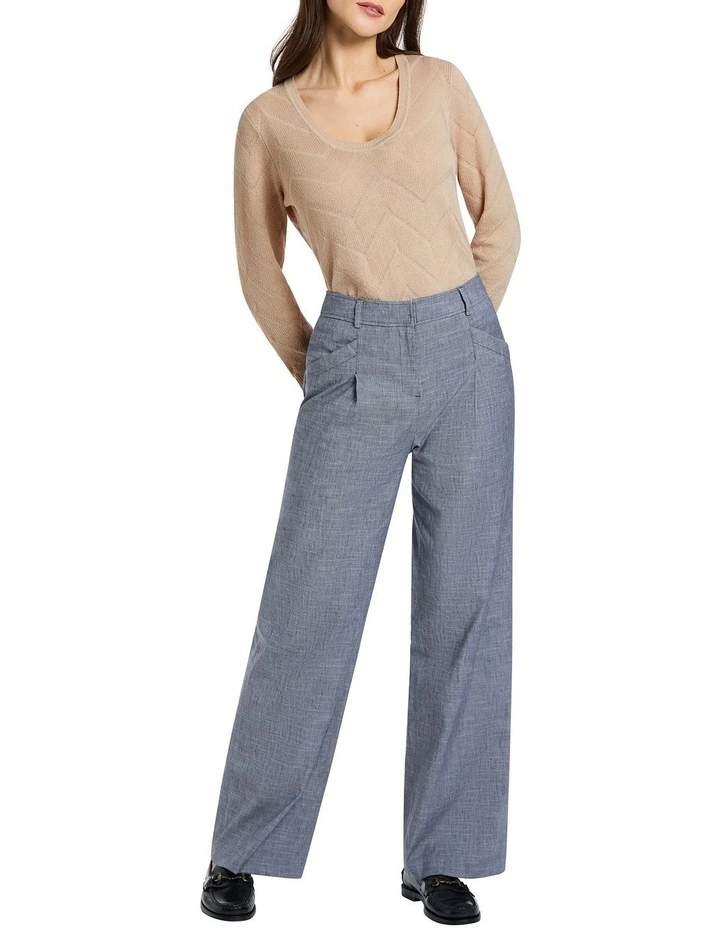 Malabar Linen Blend Pant in Chambray