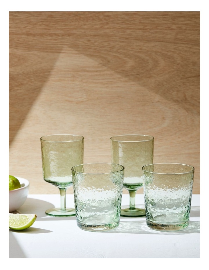 Crackle Wine Glass Set of 4 in Green