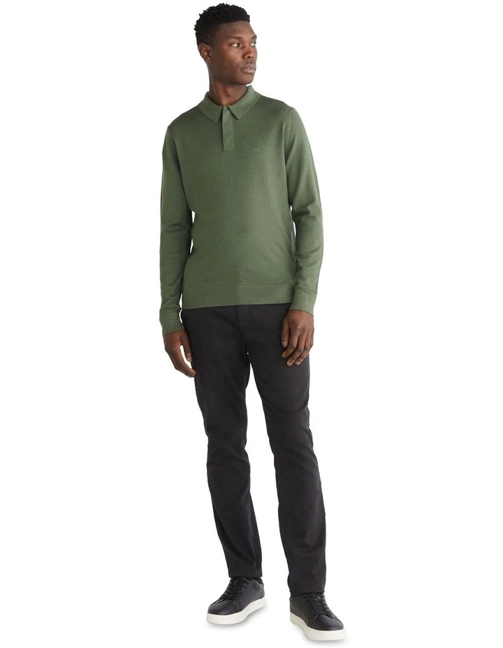 Merino Knit Polo Shirt in Green