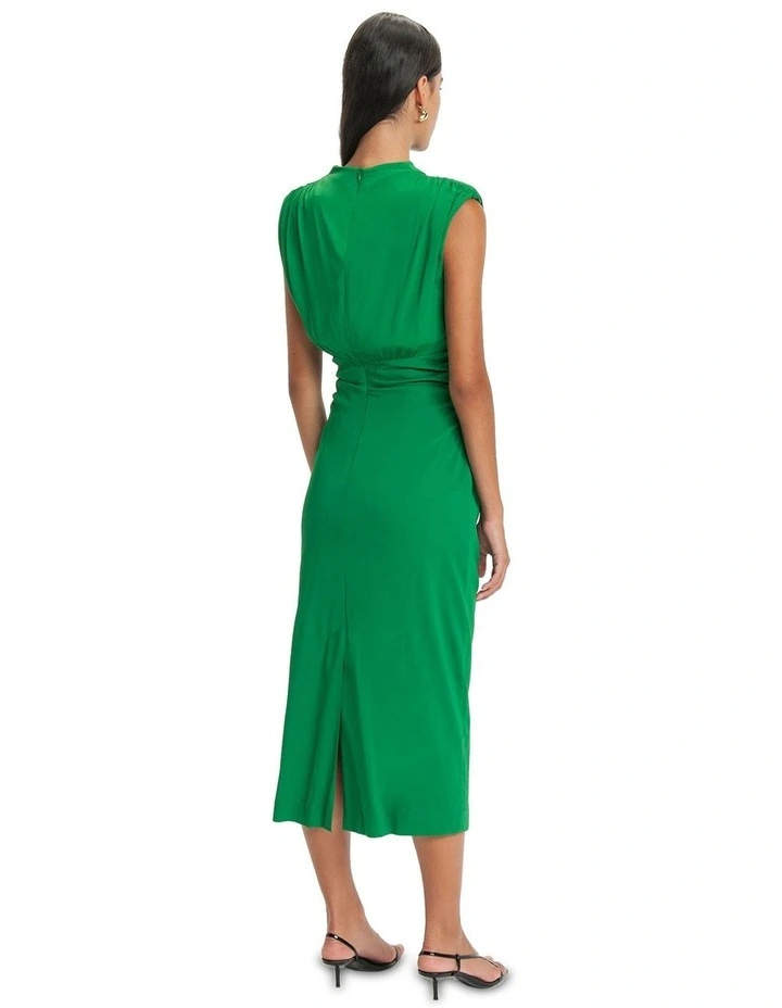 Ruched Bodice Pencil Dress in Green