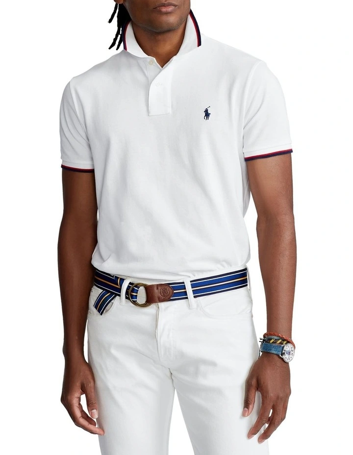 Custom Slim Fit Mesh Polo Shirt White