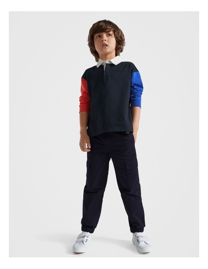 Collared Rugby Shirt in Midnight Blue