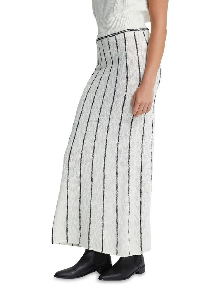 Emily Striped Knit Skirt in Ivory/Black