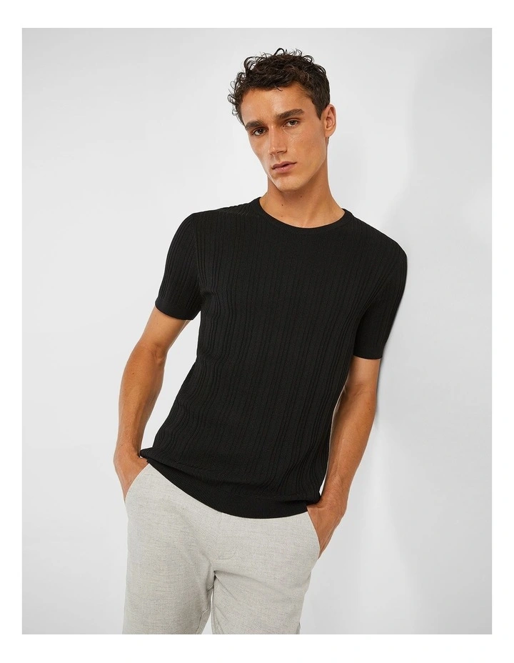 Alistar Knitted Tee in Black