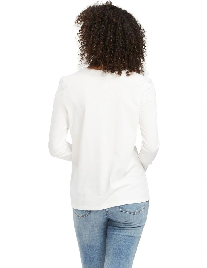 Cotton Long Sleeve T-Shirt in White