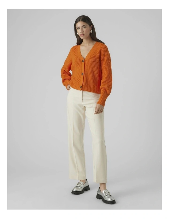 Lea V-Neck Cuff Cardigan in Scarlet Ibis