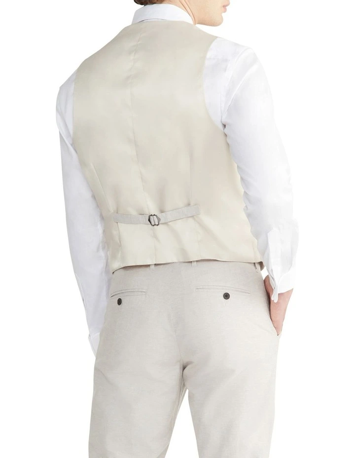 Slim Linen Blend Vest in Ecru