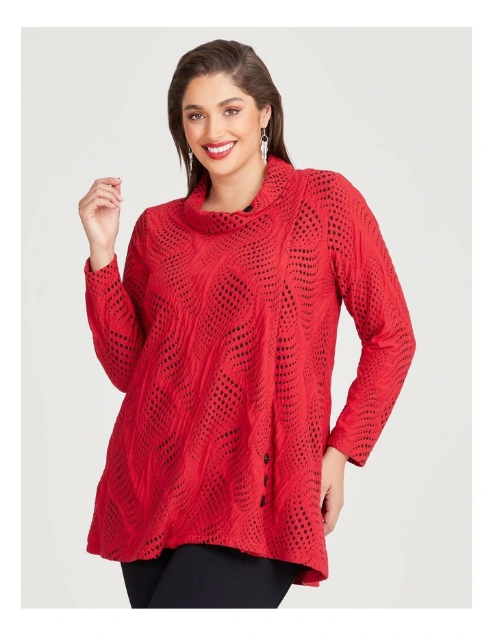 Textured Reine Tunic in Red/Black