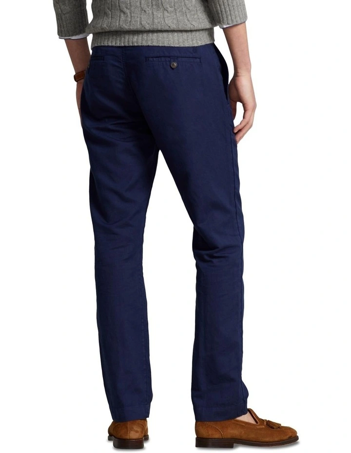 Straight Fit Linen-Cotton Pant in Navy