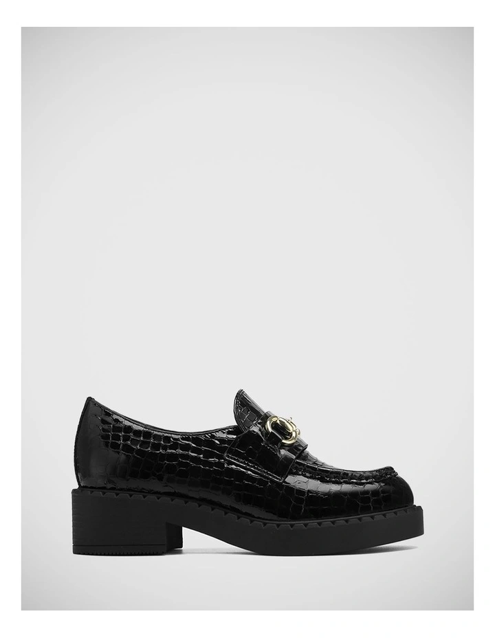 Carsen Croc Patent Leather Loafer in Black