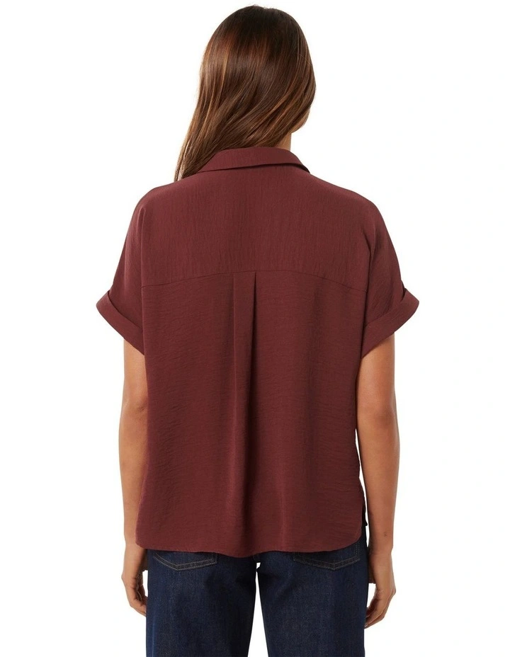 Sawyer Oversized Short Sleeves Shirt in Chocolate