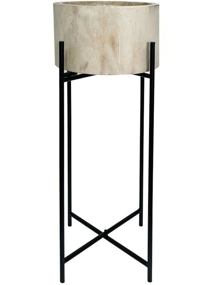Natural Cross-Legged Stand Pot Plant Holder in Brown
