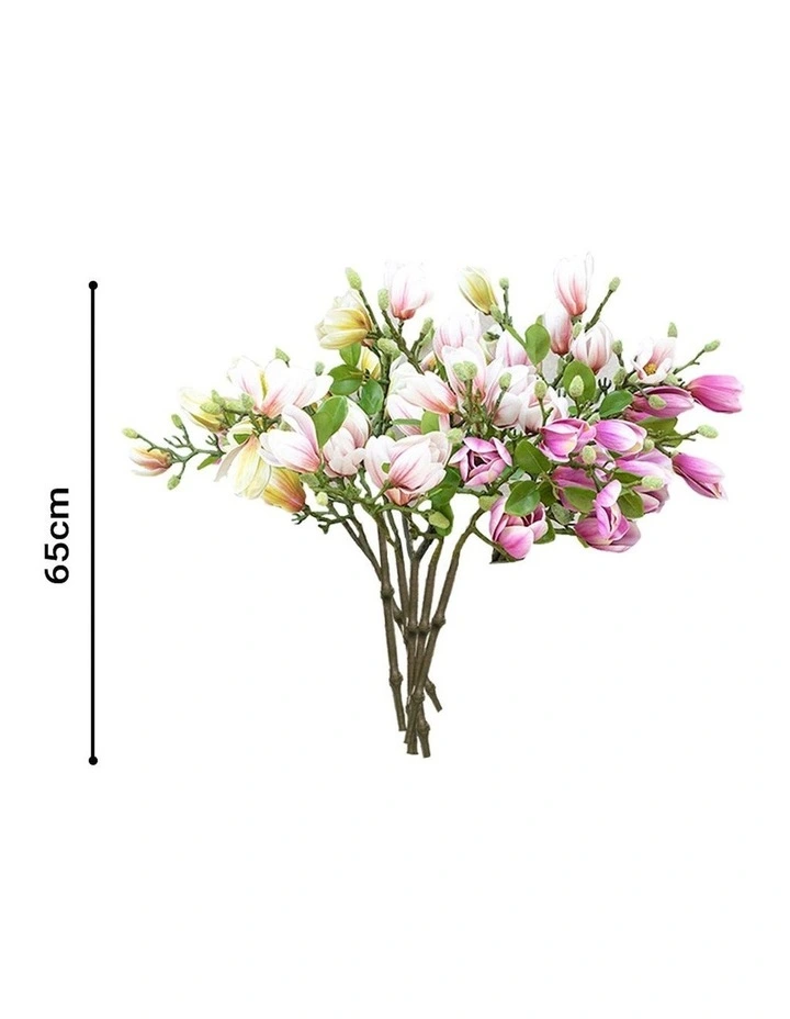6 Bunch Artificial Silk Magnolia denudata 4 Heads Flower in Assorted