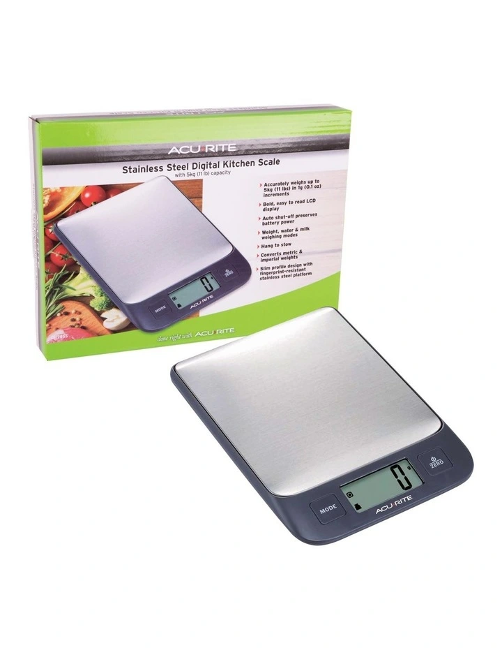 Digital Kitchen Scale 1g/5kg in Stainless Steel
