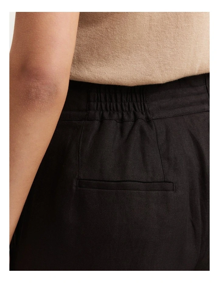 Organically Grown Linen Yarn Dyed Pant in Black