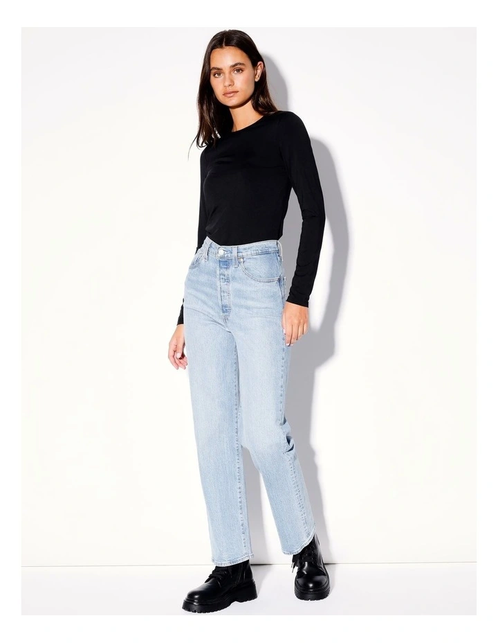 Recycled Blend Smooth Crew Neck Long Sleeve Tee in Black