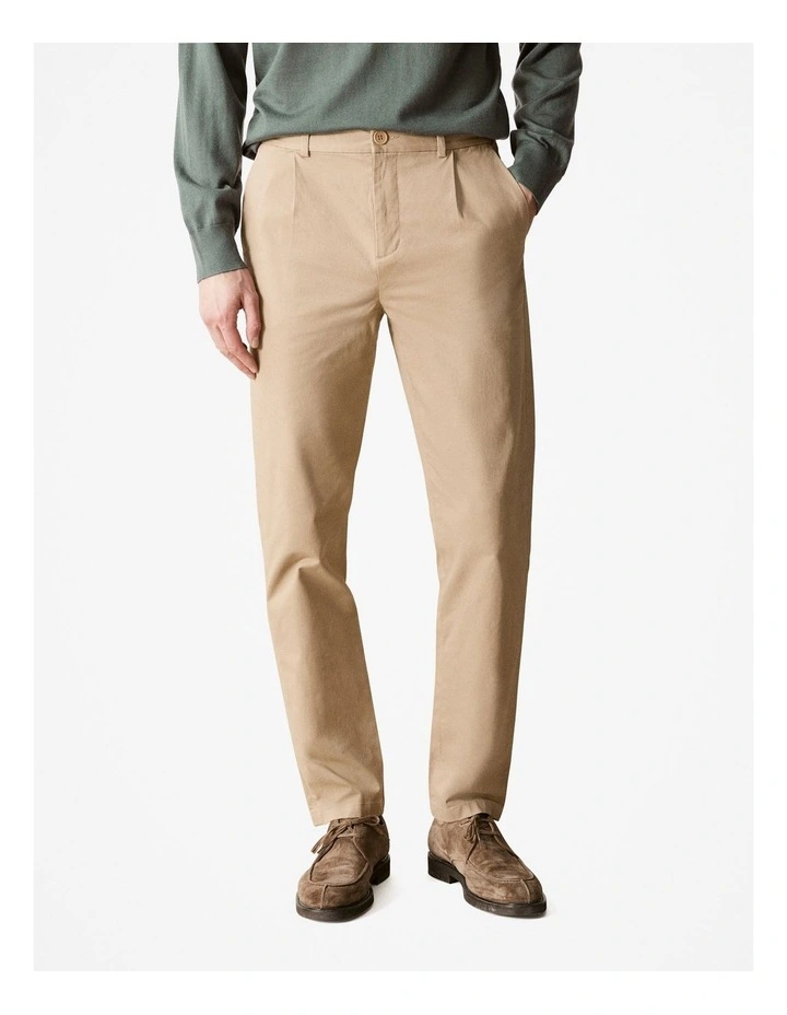 Pleat Front Chino Pant in Desert