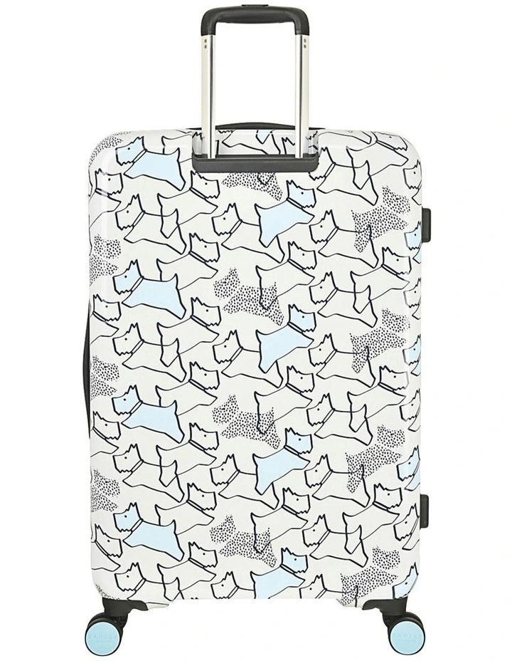 Textured Dog 4 Wheel Large Suitcase in Pale Blue