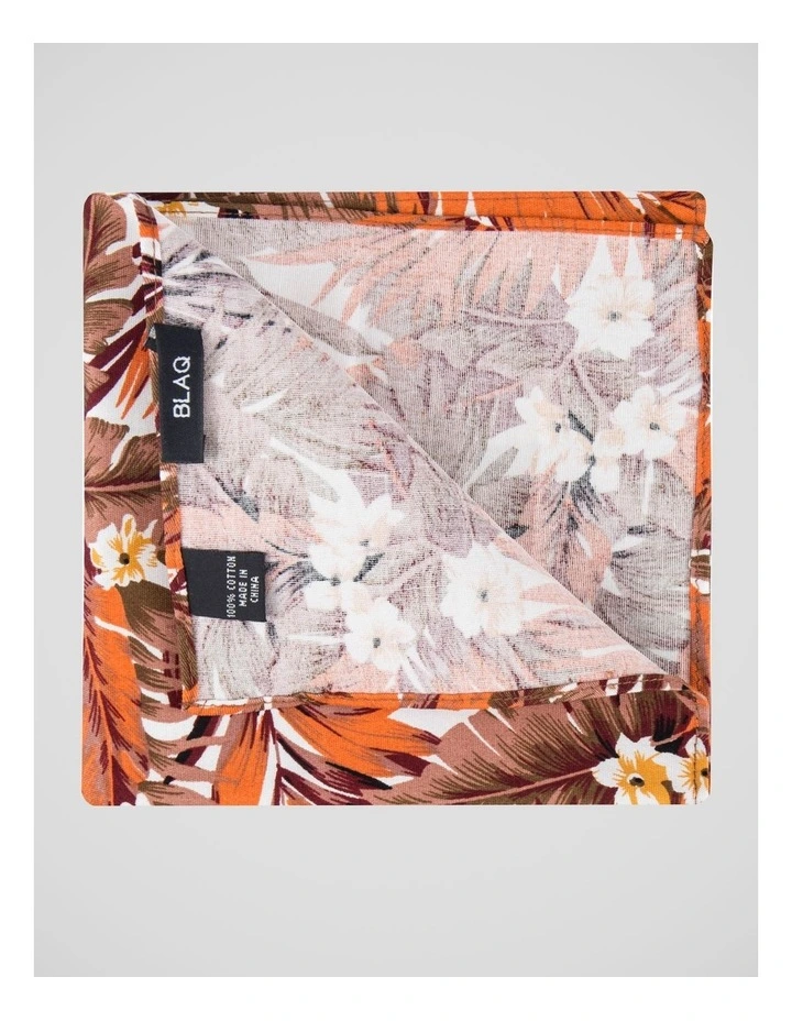 Palm Cotton Pocket Square in Orange