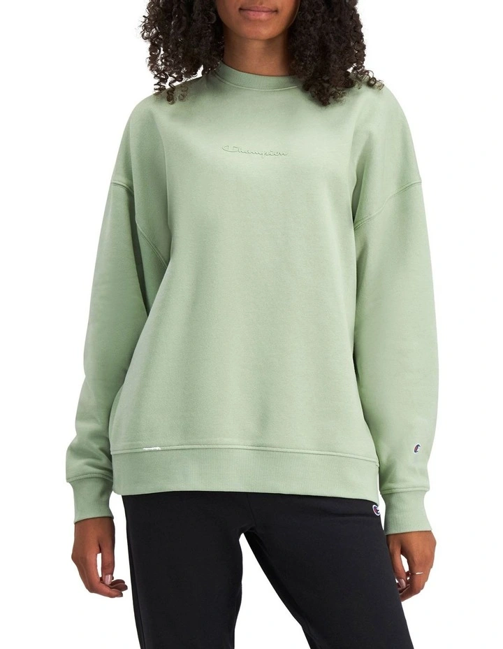 Script Tonal Crew Sweater in Cotton Minty Mia