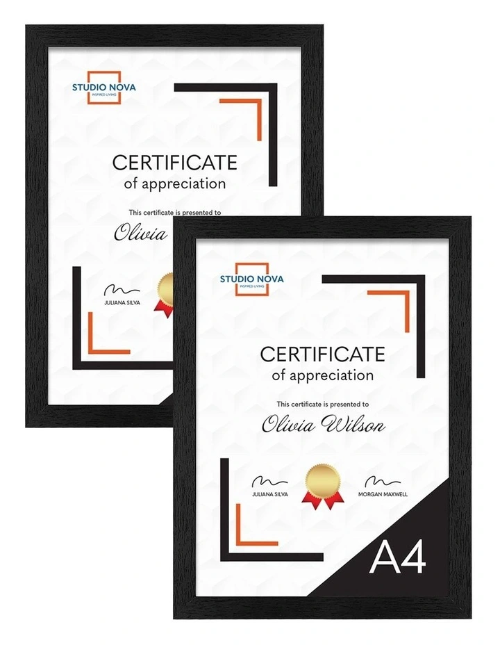Premium Picture Photo Frame A4 Set of 2 in Black