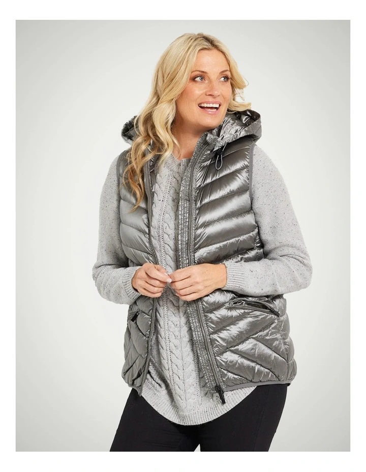 Hilary Down Filled Vest in Silver