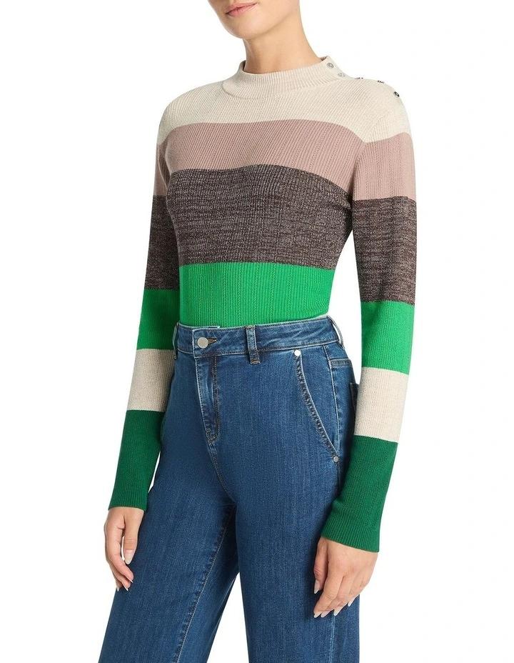 Crystal Lurex Stripe Knit in Multi