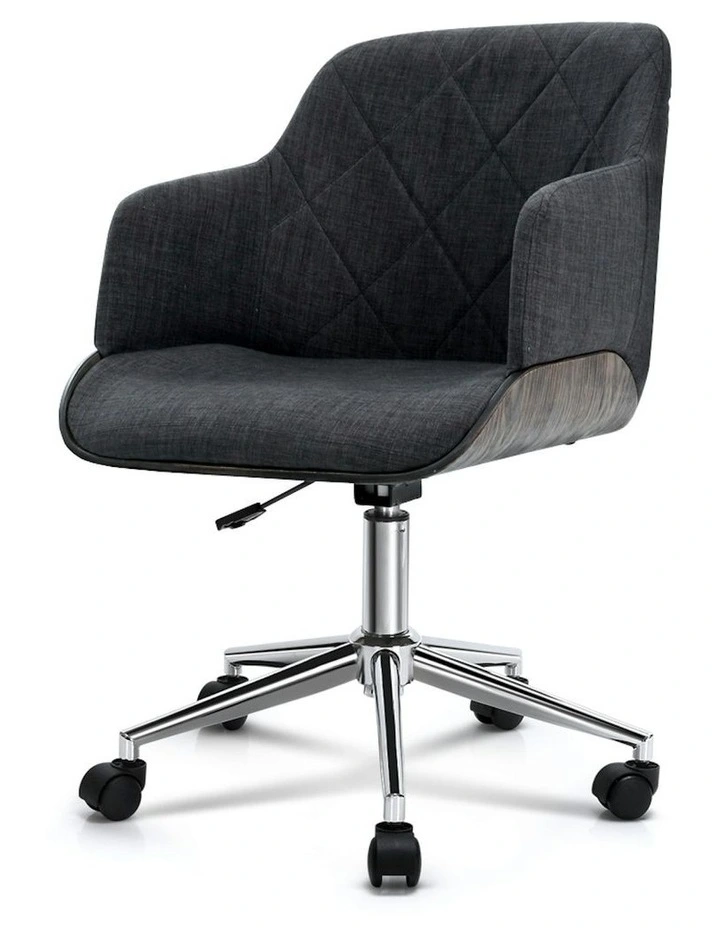 Wooden Office Chair Fabric Seat in Grey