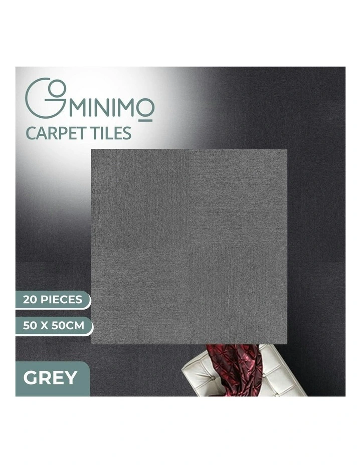20pcs Carpet Tiles 50x50cm for Commercial Retail Office Flooring in Grey