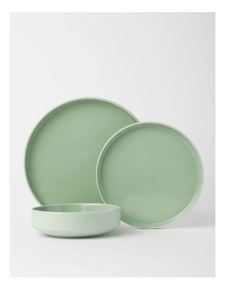 Halo 12 Piece Dinner Set in Mist Green