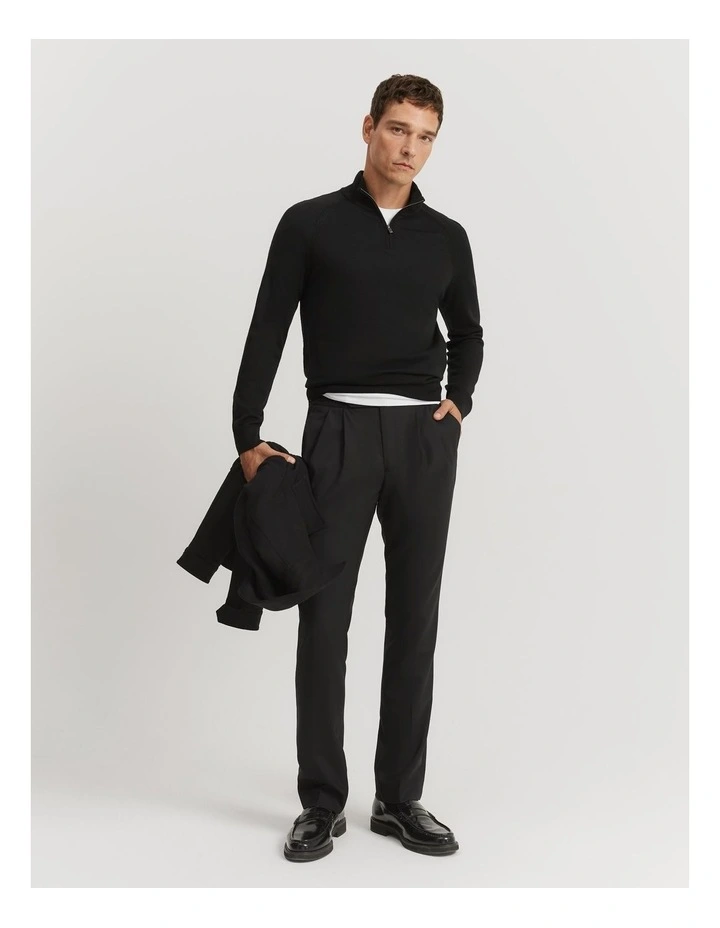 Verified Australian Merino Half Zip Knit in Black