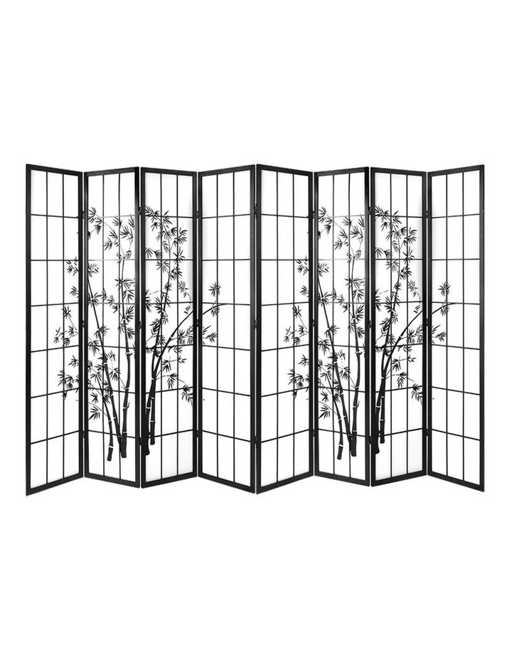 Room Divider Screen Bamboo 8 Panel 348x179cm in Black white