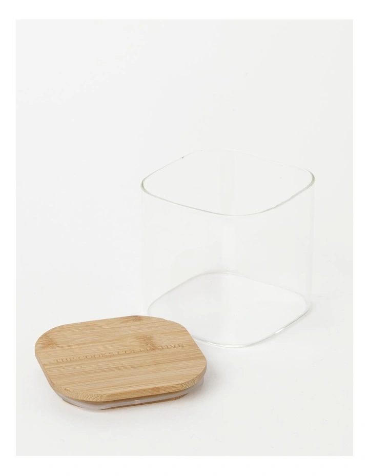 Square Storage Canister with Lid 900ml in Bamboo/Glass