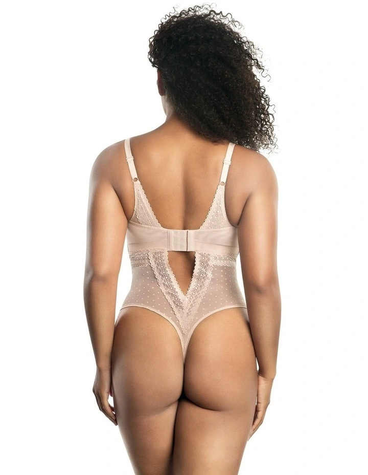 Mia Dot Wireless Thong Bodysuit in Cameo Rose