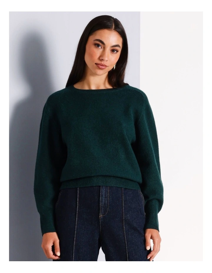 Soft Touch Crew Neck Knit in Dark Green