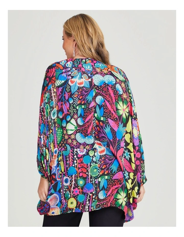 Bright Printed Cape Kimono in Multi